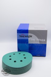 Круг шлифовальный. SUNMIGHT 125ММ Р150 8ОТВ. Зеленый
